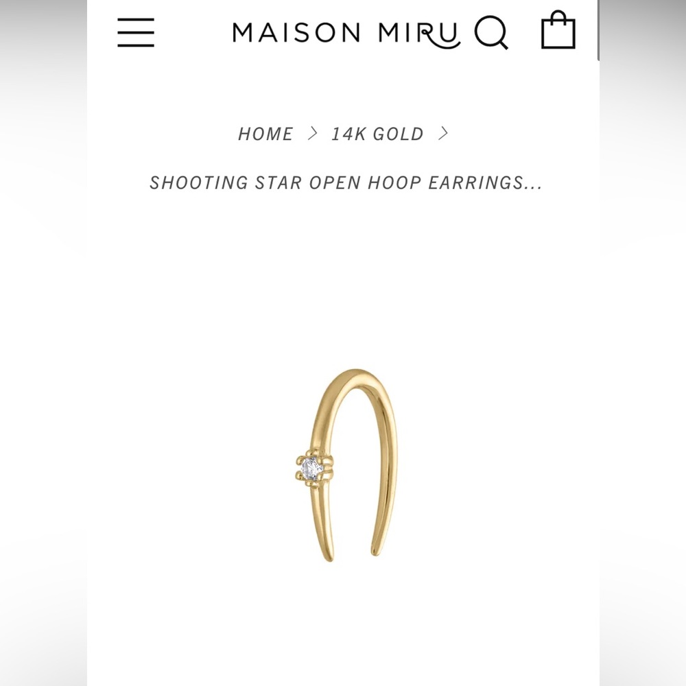 Maison Miru 14k gold shooting star open hoop earring